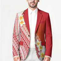 Tahiti Plumeria Tribal Pattern Blazer Wave Style Red LT05 - Polynesian Pride