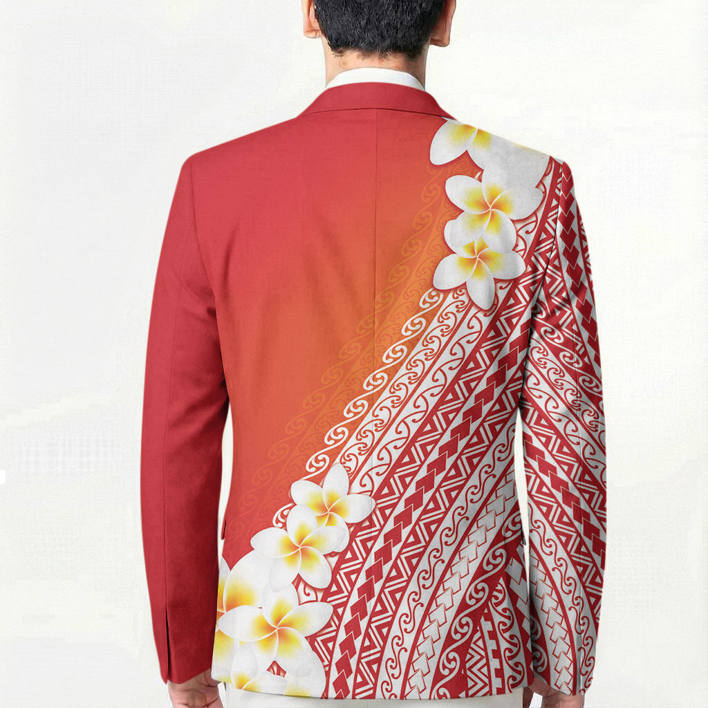 Tahiti Plumeria Tribal Pattern Blazer Wave Style Red LT05 - Polynesian Pride