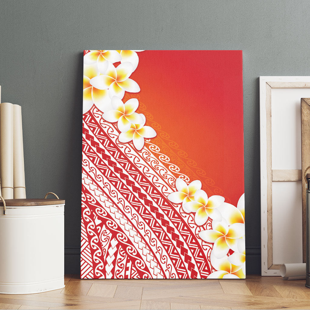 Tahiti Plumeria Tribal Pattern Canvas Wall Art Wave Style Red LT05 - Polynesian Pride