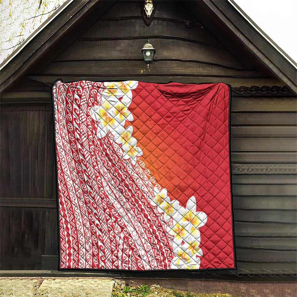 Tahiti Plumeria Tribal Pattern Quilt Wave Style Red LT05 - Polynesian Pride