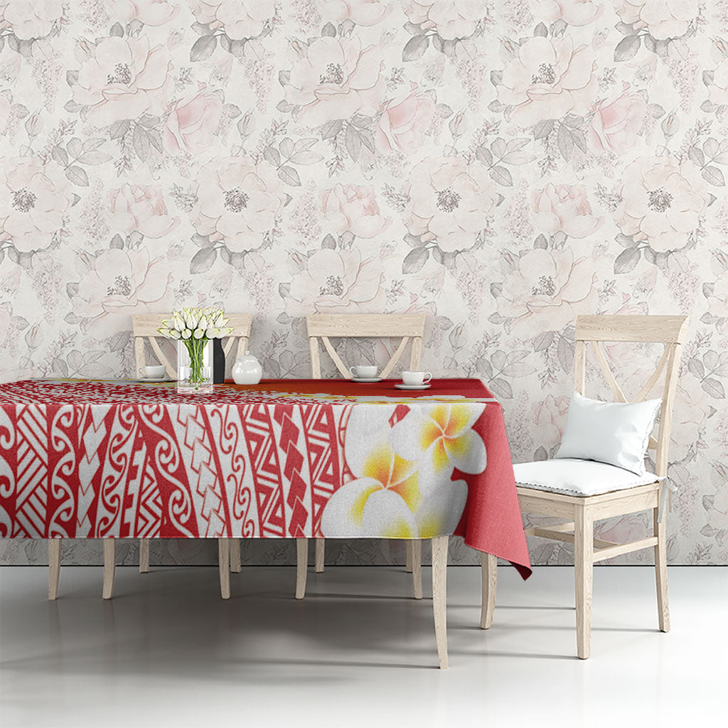 Tahiti Plumeria Tribal Pattern Tablecloth Wave Style Red LT05 - Polynesian Pride