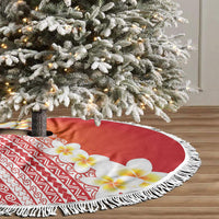 Tahiti Plumeria Tribal Pattern Tree Skirt Wave Style Red LT05 - Polynesian Pride
