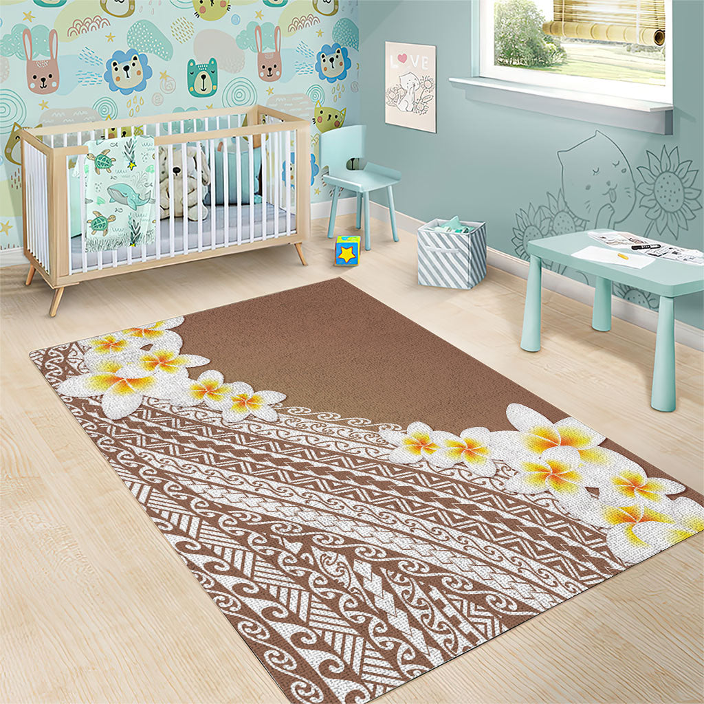Tahiti Plumeria Tribal Pattern Area Rug Wave Style Brown LT05 - Polynesian Pride