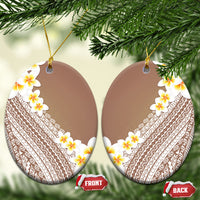 Tahiti Plumeria Tribal Pattern Ceramic Ornament Wave Style Brown LT05 Oval Brown - Polynesian Pride