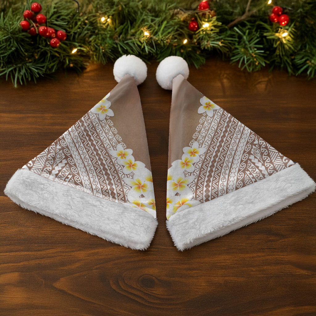 Tahiti Plumeria Tribal Pattern Christmas Santa Hat Wave Style Brown LT05 - Polynesian Pride
