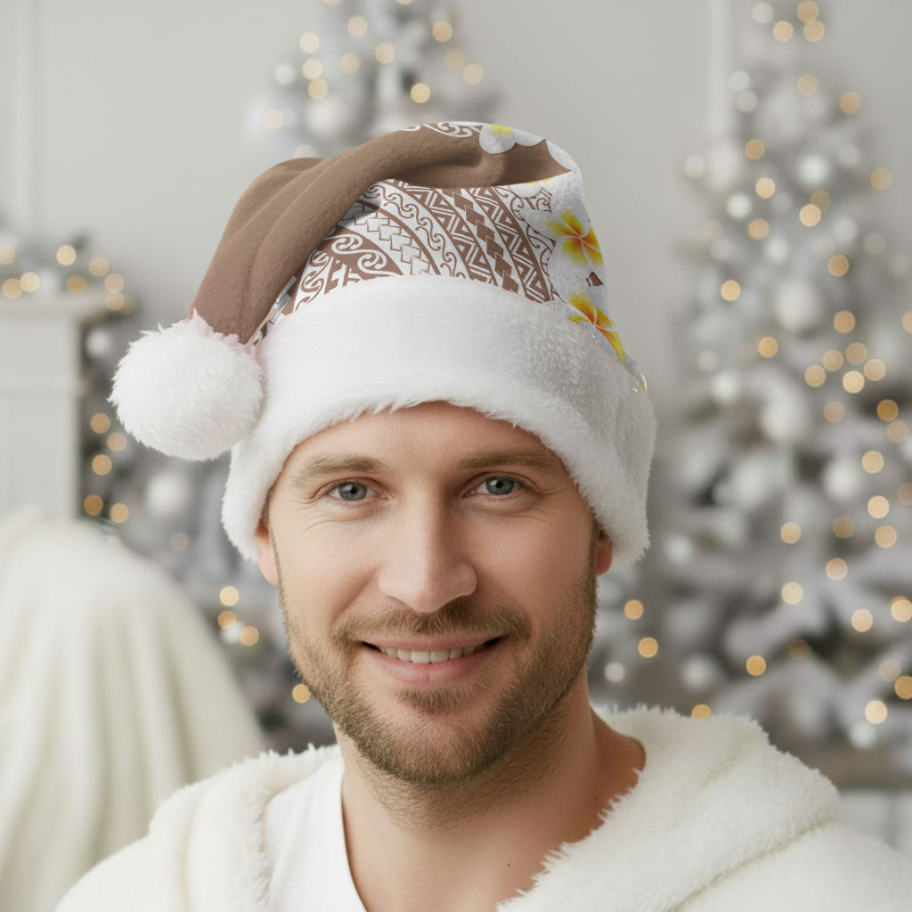 Tahiti Plumeria Tribal Pattern Christmas Santa Hat Wave Style Brown LT05 - Polynesian Pride
