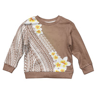 Tahiti Plumeria Tribal Pattern Kid Ugly Christmas Sweater Wave Style Brown LT05 Kid Brown - Polynesian Pride