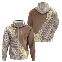 Tahiti Plumeria Tribal Pattern Zip Hoodie Wave Style Brown LT05 - Polynesian Pride