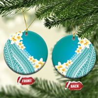 Tahiti Plumeria Tribal Pattern Ceramic Ornament Wave Style Turquoise LT05 Circle Turquoise - Polynesian Pride