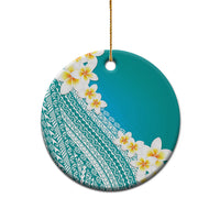 Tahiti Plumeria Tribal Pattern Ceramic Ornament Wave Style Turquoise LT05 - Polynesian Pride