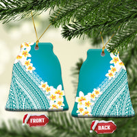Tahiti Plumeria Tribal Pattern Ceramic Ornament Wave Style Turquoise LT05 Bell Flake Turquoise - Polynesian Pride