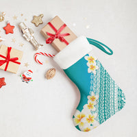 Tahiti Plumeria Tribal Pattern Christmas Stocking Wave Style Turquoise LT05 - Polynesian Pride