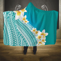 Tahiti Plumeria Tribal Pattern Hooded Blanket Wave Style Turquoise LT05 - Polynesian Pride