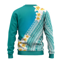 Tahiti Plumeria Tribal Pattern Ugly Christmas Sweater Wave Style Turquoise LT05 - Polynesian Pride
