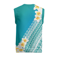 Tahiti Plumeria Tribal Pattern Christmas Knitted V-Neck Vest Wave Style Turquoise LT05 - Polynesian Pride