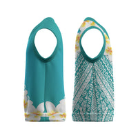 Tahiti Plumeria Tribal Pattern Christmas Knitted V-Neck Vest Wave Style Turquoise LT05 - Polynesian Pride