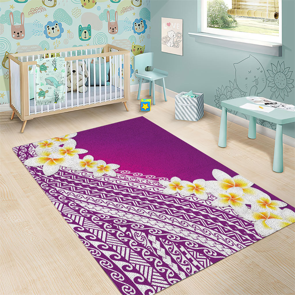 Tahiti Plumeria Tribal Pattern Area Rug Wave Style Purple LT05 - Polynesian Pride