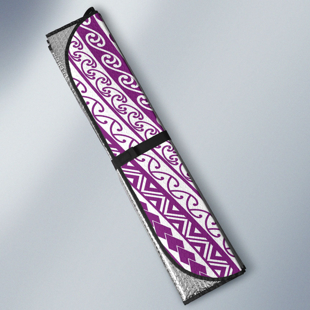 Tahiti Plumeria Tribal Pattern Auto Sun Shade Wave Style Purple LT05 - Polynesian Pride