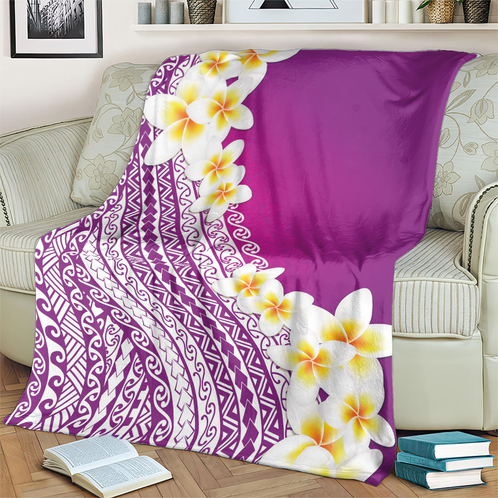 Tahiti Plumeria Tribal Pattern Blanket Wave Style Purple LT05 - Polynesian Pride