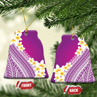 Tahiti Plumeria Tribal Pattern Ceramic Ornament Wave Style Purple LT05 Bell Flake Purple - Polynesian Pride