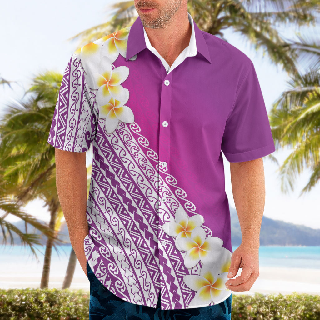 Tahiti Plumeria Tribal Pattern Hawaiian Shirt Wave Style Purple LT05 - Polynesian Pride