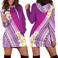 Tahiti Plumeria Tribal Pattern Hoodie Dress Wave Style Purple LT05 - Polynesian Pride