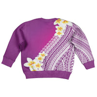 Tahiti Plumeria Tribal Pattern Kid Ugly Christmas Sweater Wave Style Purple LT05 - Polynesian Pride