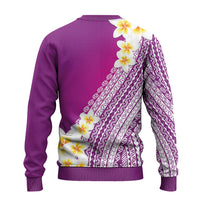 Tahiti Plumeria Tribal Pattern Ugly Christmas Sweater Wave Style Purple LT05 - Polynesian Pride