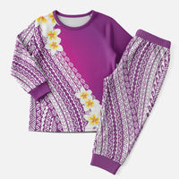 Tahiti Plumeria Tribal Pattern Christmas Pajama Set Wave Style Purple LT05 Men Purple - Polynesian Pride