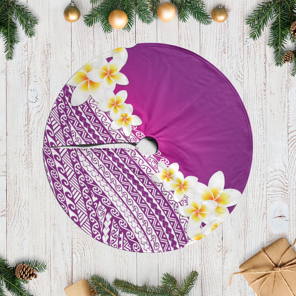 Tahiti Plumeria Tribal Pattern Tree Skirt Wave Style Purple LT05 Casual Purple - Polynesian Pride