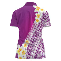 Tahiti Plumeria Tribal Pattern Women Polo Shirt Wave Style Purple LT05 - Polynesian Pride