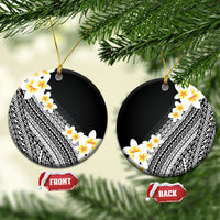 Tahiti Plumeria Tribal Pattern Ceramic Ornament Wave Style Black LT05 Circle Black - Polynesian Pride