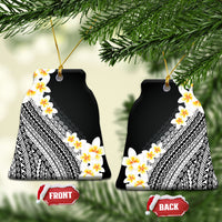 Tahiti Plumeria Tribal Pattern Ceramic Ornament Wave Style Black LT05 Bell Flake Black - Polynesian Pride