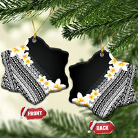 Tahiti Plumeria Tribal Pattern Ceramic Ornament Wave Style Black LT05 Snow Flake Black - Polynesian Pride