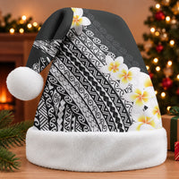 Tahiti Plumeria Tribal Pattern Christmas Santa Hat Wave Style Black LT05 Without Fur Black - Polynesian Pride