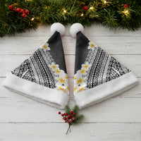 Tahiti Plumeria Tribal Pattern Christmas Santa Hat Wave Style Black LT05 - Polynesian Pride