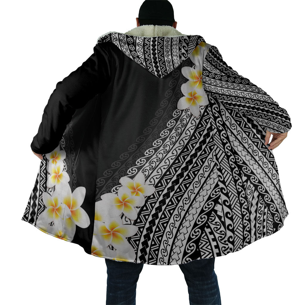 Tahiti Plumeria Tribal Pattern Cloak Wave Style Black LT05 - Polynesian Pride