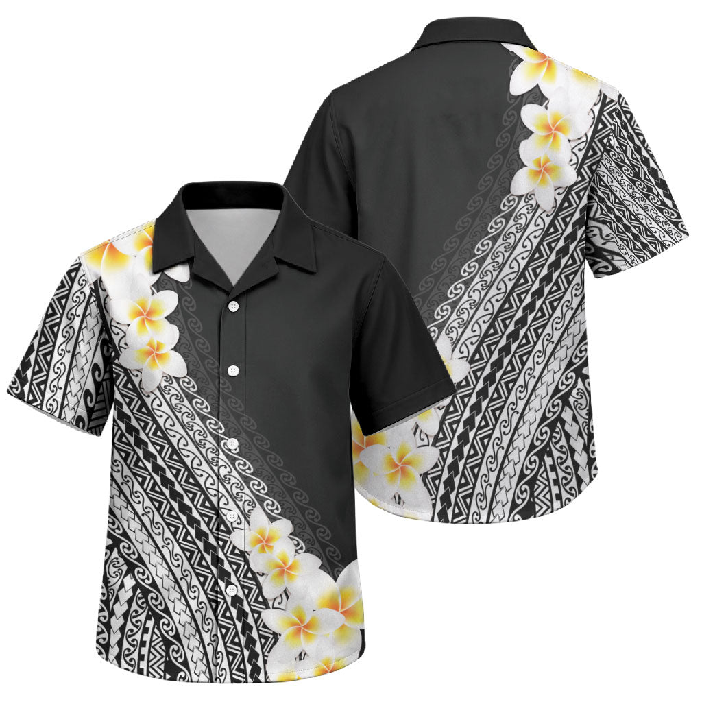 Tahiti Plumeria Tribal Pattern Family Matching Mermaid Dress and Hawaiian Shirt Wave Style Black LT05 Son's Shirt Black - Polynesian Pride