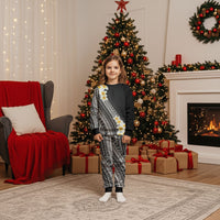 Tahiti Plumeria Tribal Pattern Christmas Pajama Set Wave Style Black LT05 Kid Black - Polynesian Pride