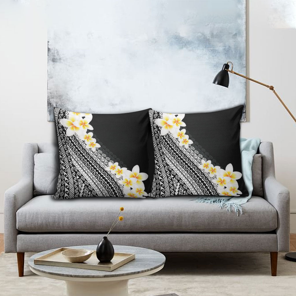 Tahiti Plumeria Tribal Pattern Pillow Cover Wave Style Black LT05 - Polynesian Pride