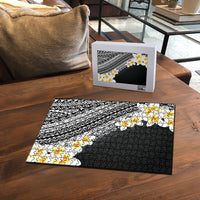 Tahiti Plumeria Tribal Pattern Puzzle Wave Style Black LT05 - Polynesian Pride