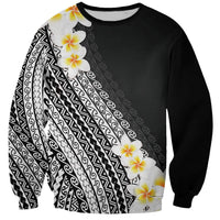 Tahiti Plumeria Tribal Pattern Sweatshirt Wave Style Black LT05 Unisex Black - Polynesian Pride