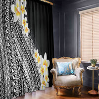 Tahiti Plumeria Tribal Pattern Window Curtain Wave Style Black LT05 - Polynesian Pride