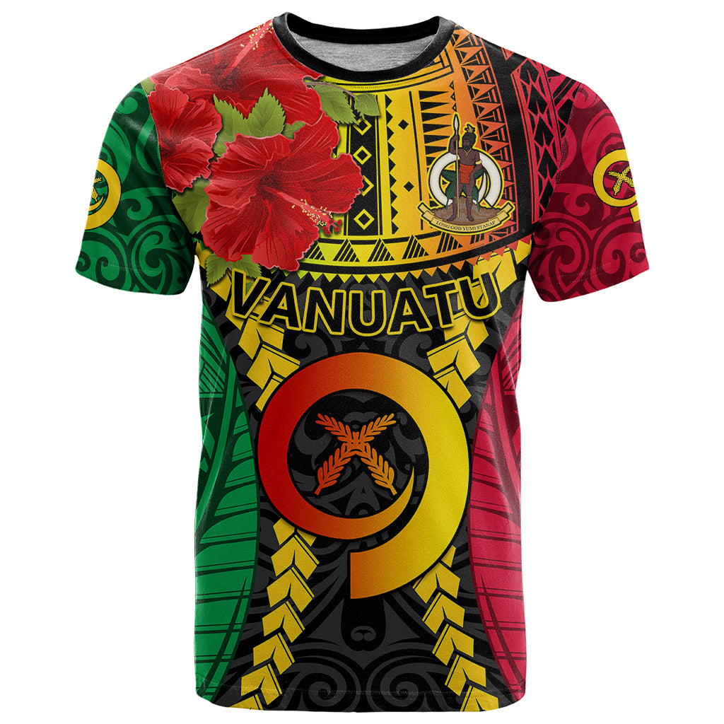 Vanuatu T Shirt Vanuatuan Coat Of Arms Mix Pig Tusk Poynesian Pattern LT05 Reggae - Polynesian Pride