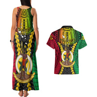 Personalized Vanuatu Couples Matching Tank Maxi Dress and Hawaiian Shirt Vanuatuan Coat Of Arms Mix Pig Tusk Poynesian Pattern LT05 - Polynesian Pride