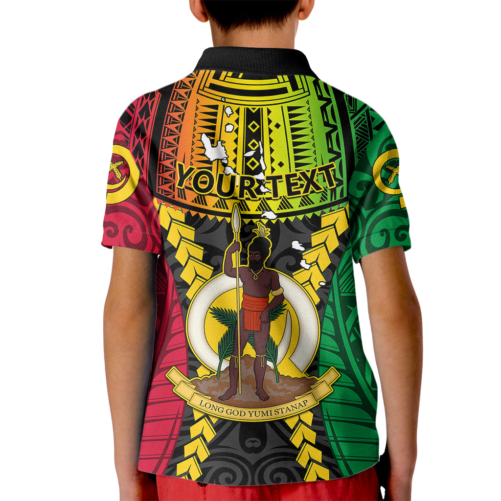 Personalized Vanuatu Kid Polo Shirt Vanuatuan Coat Of Arms Mix Pig Tusk Poynesian Pattern LT05 - Polynesian Pride