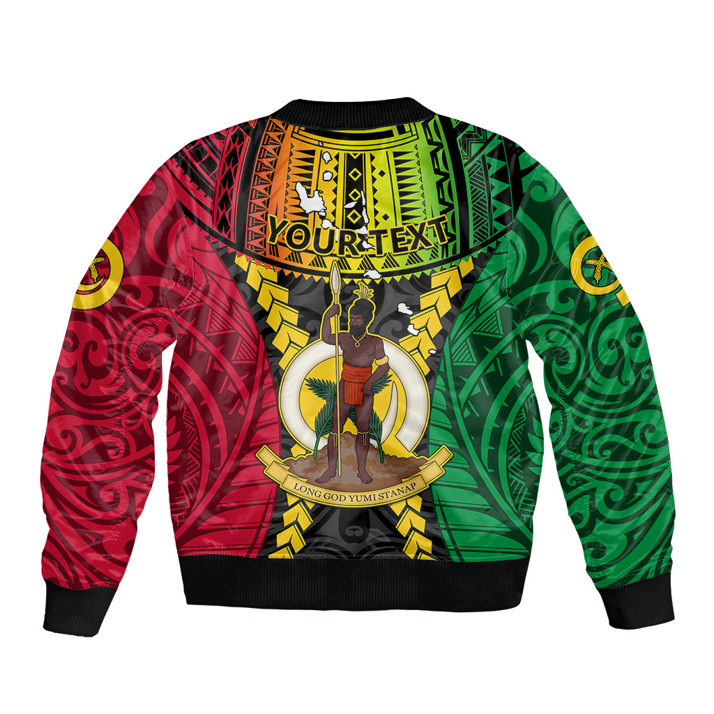 Personalized Vanuatu Sleeve Zip Bomber Jacket Vanuatuan Coat Of Arms Mix Pig Tusk Poynesian Pattern LT05 - Polynesian Pride