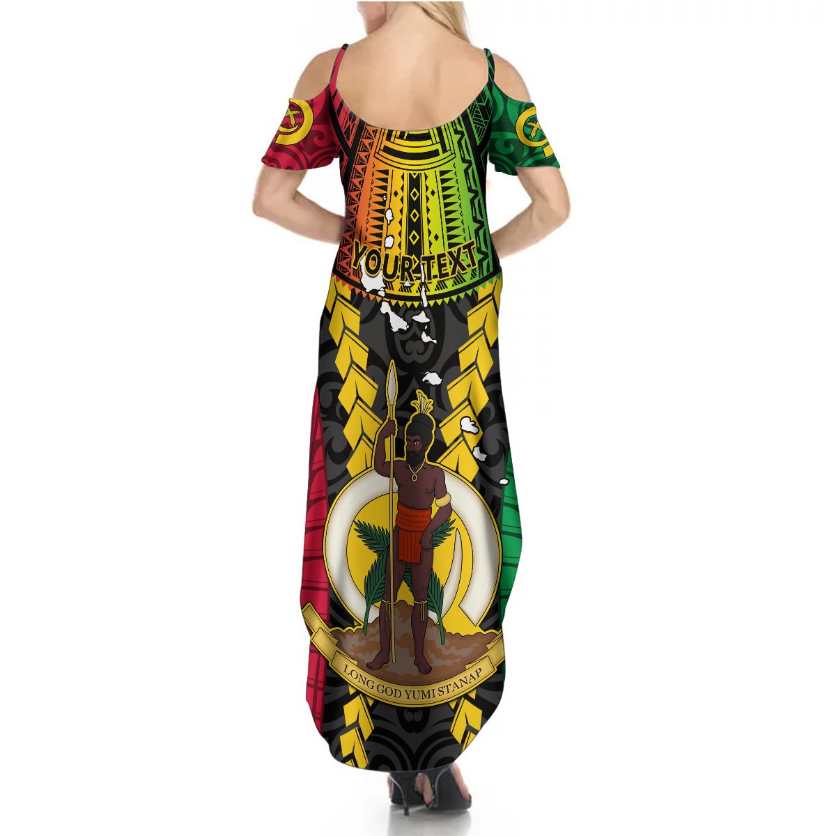 Personalized Vanuatu Summer Maxi Dress Vanuatuan Coat Of Arms Mix Pig Tusk Poynesian Pattern LT05 - Polynesian Pride