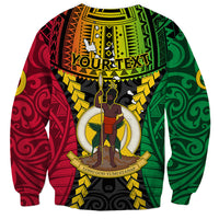 Personalized Vanuatu Sweatshirt Vanuatuan Coat Of Arms Mix Pig Tusk Poynesian Pattern LT05 - Polynesian Pride