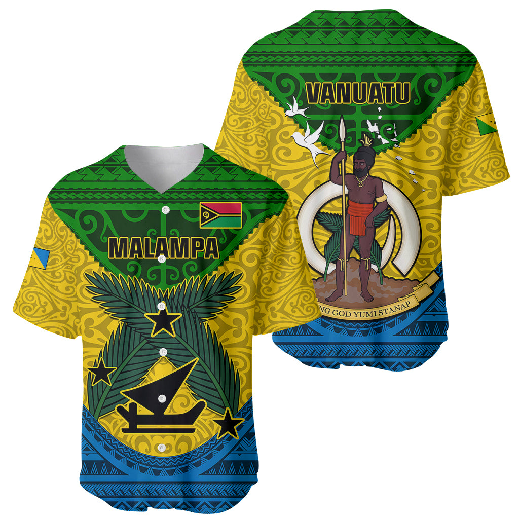 Vanuatu Malampa Province Baseball Jersey Coat Of Arms And Namele Fern Polynesian Pattern LT05 - Polynesian Pride